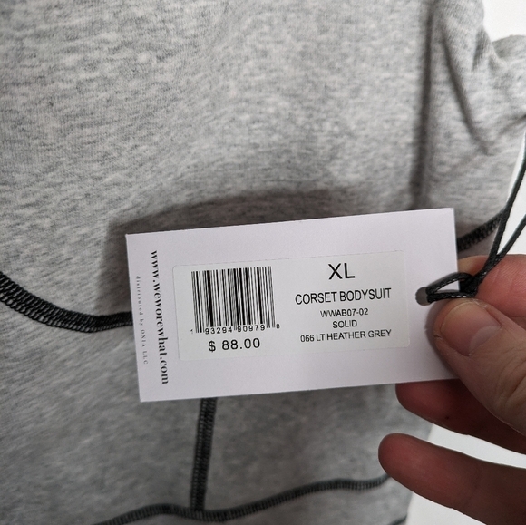 WEWOREWHAT Heather Grey Contrast Stitch Cotton Blend Corset Bodysuit NEW Size XL - Picture 3 of 7